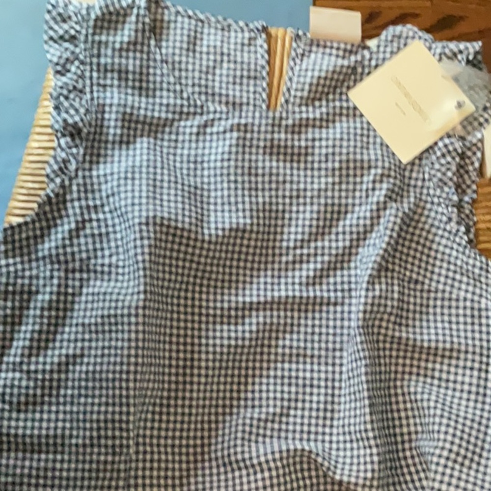 Cynthia Rowley Navy Checkered Blouse